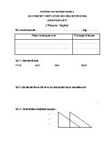 Đề thi khảo sát chất lượng đầu năm môn Toán Lớp 2 - Năm học 2015-2016